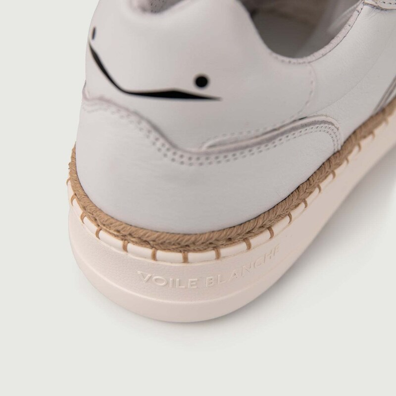 VOILE BLANCHE Sneakers Layton in pelle bianca dettaglio corda