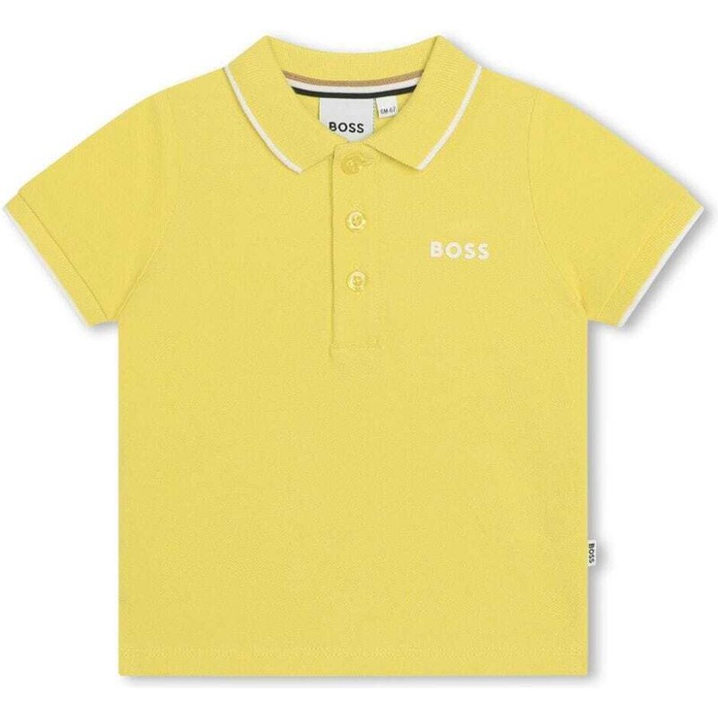 HUGO BOSS KIDS Polo gialla neonato mini logo ricamo