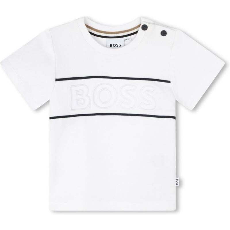 HUGO BOSS KIDS T-shirt bianca neonato logo ricamo