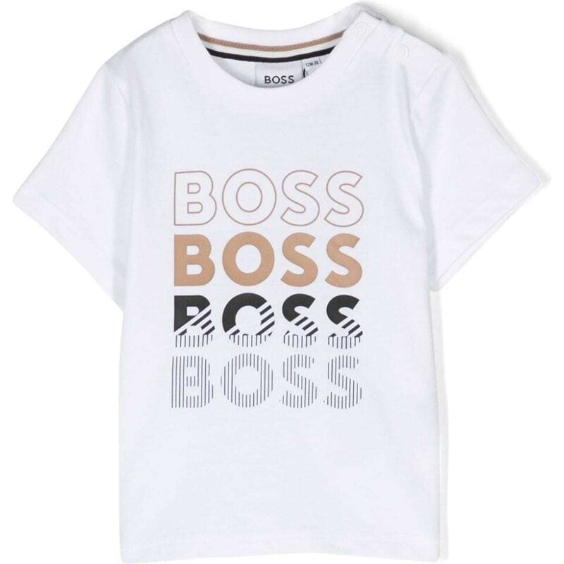 HUGO BOSS KIDS T-shirt bianca neonato logo loop