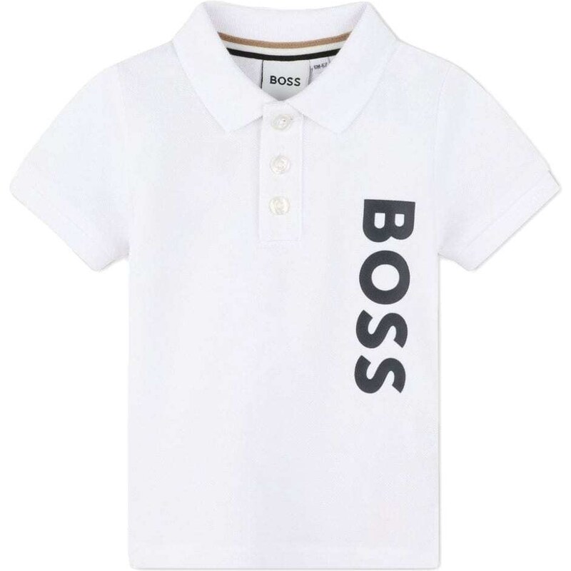 HUGO BOSS KIDS Polo bianca neonato logo verticale