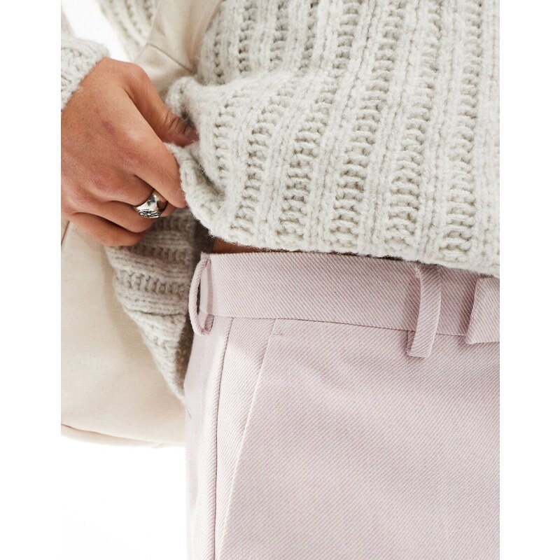 ASOS DESIGN - Pantaloni dritti eleganti in misto lana rosa polvere