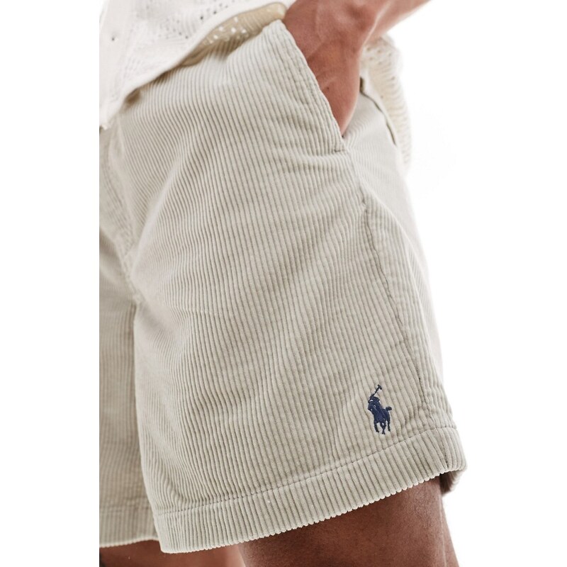 Polo Ralph Lauren - Prepsters Icon - Pantaloncini in velluto a coste color pietra con logo-Neutro