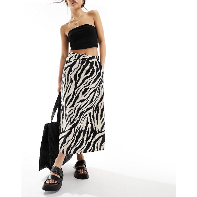 Gonna Midi In Jacquard Con Stampa Floreale In Rosso - Farm Rio