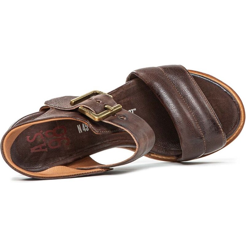 A.S.98 sandalo BASILE in pelle marrone fondente