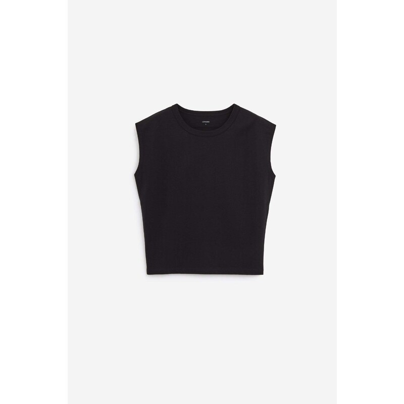 LEMAIRE T-Shirt CAP SLEEVE in cotone nero