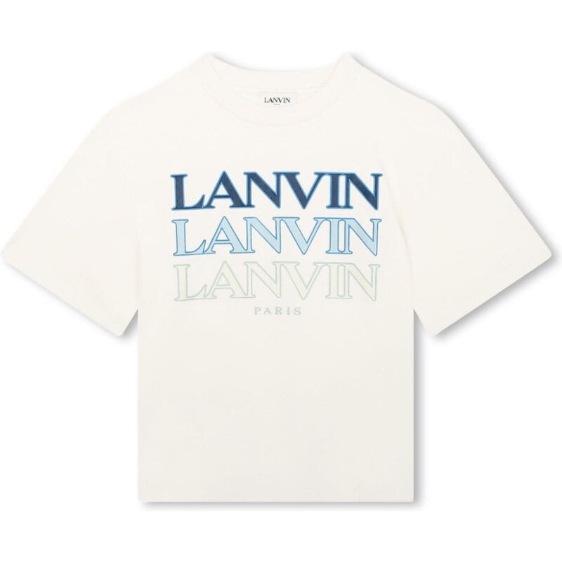 LANVIN KIDS T-shirt panna logo loop