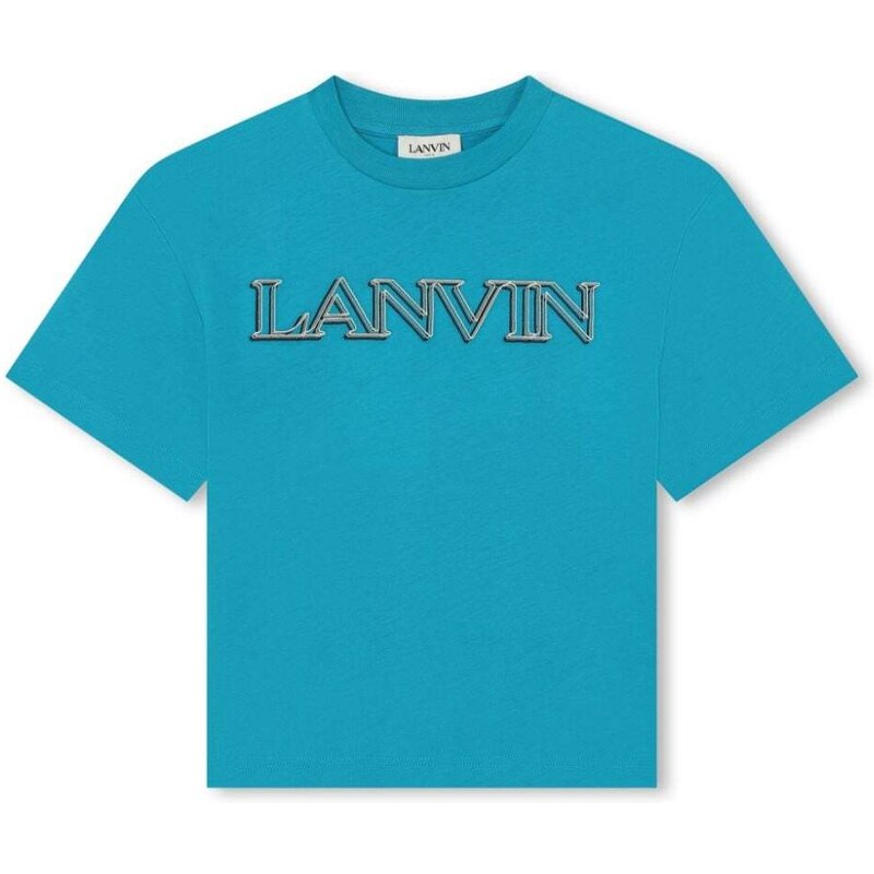 LANVIN KIDS T-shirt azzurra logo 3D