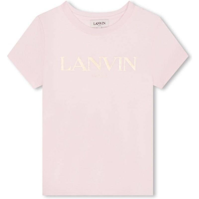LANVIN KIDS T-shirt rosa logo ricamo