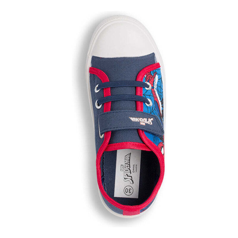 Sneakers primi passi blu da bambino con stampa Spiderman