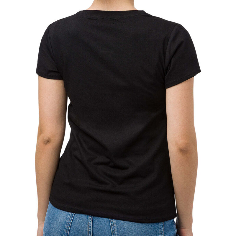 T-shirt nera da donna con dettagli laminati e paillettes Swish Jeans