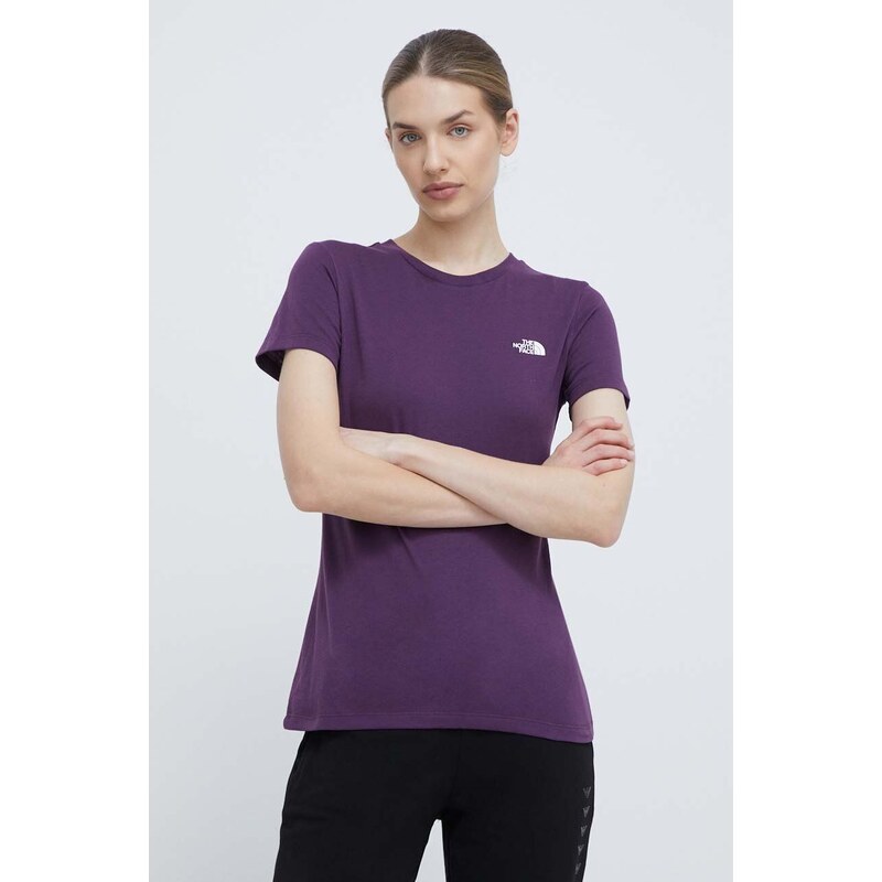 The North Face t-shirt donna colore violetto NF0A87NHV6V1
