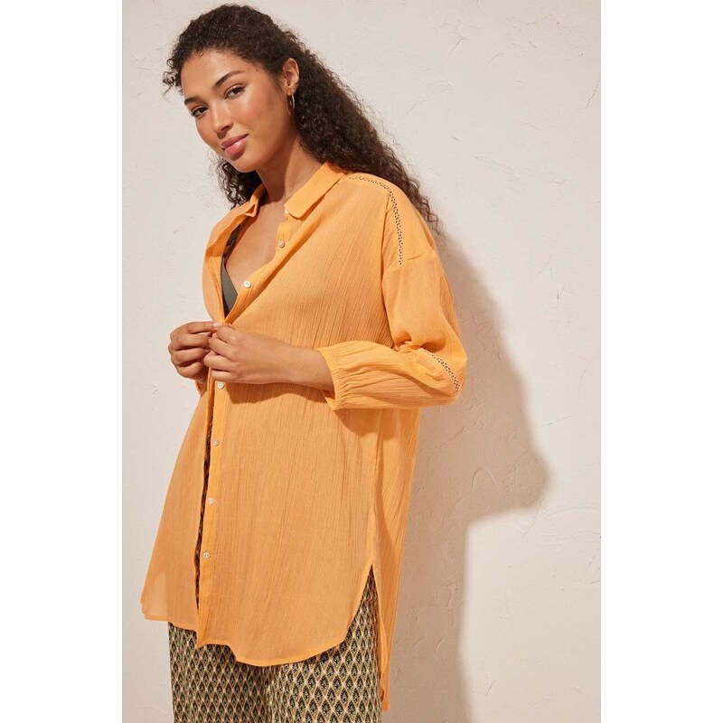 women'secret camicia da spiaggia in cotone PERFECT BEACH SETS colore arancione 5547385