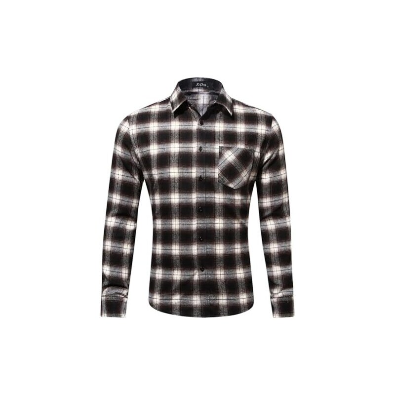 Camicie occidentali da uomo con bottoni a pressione, vestibilità regolare, a quadri, camicie a maniche lunghe casual, Navy Rosso Flora 008, M