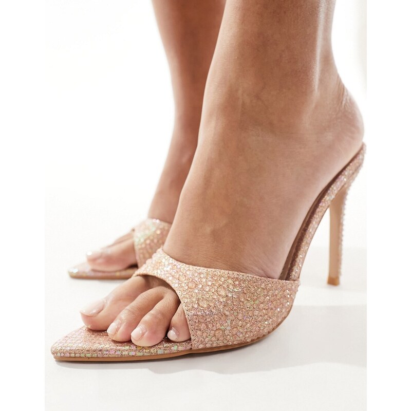 SIMMI Shoes Simmi London - Frankie - Sandali sabot a punta color cipria decorati-Rosa