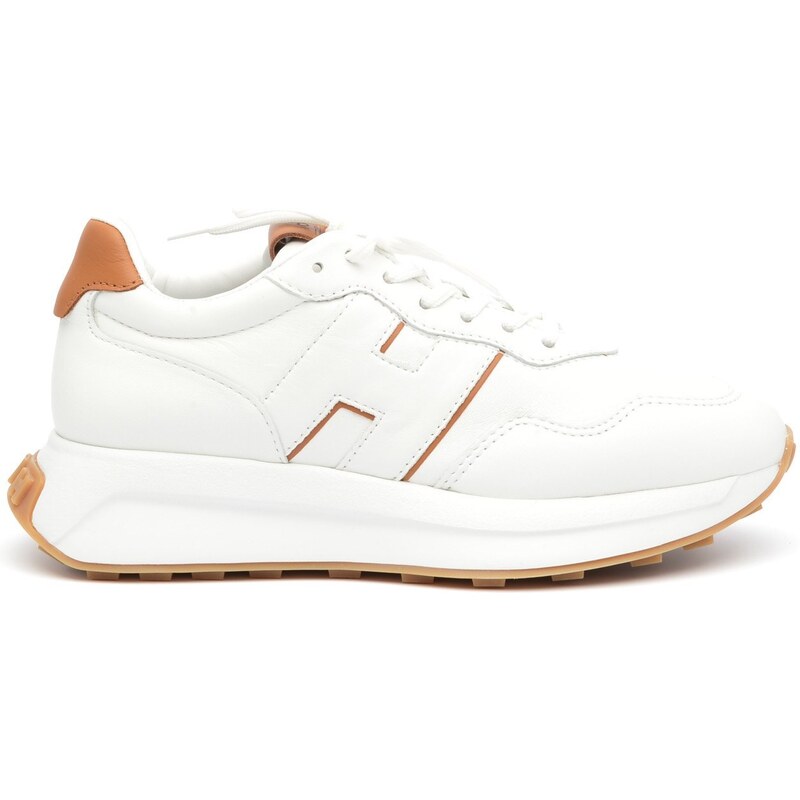 Sneakers Hogan H641 in pelle bianco e cuoio