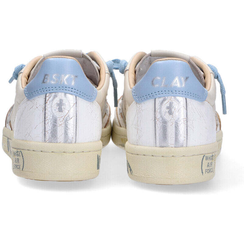 Premiata sneaker Bascket Clay bianco panna azzurro