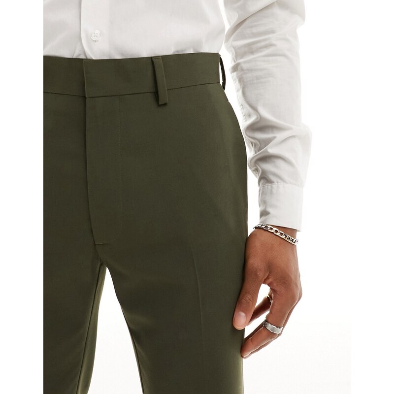 ASOS DESIGN - Pantaloni da abito smoking slim verdi-Verde
