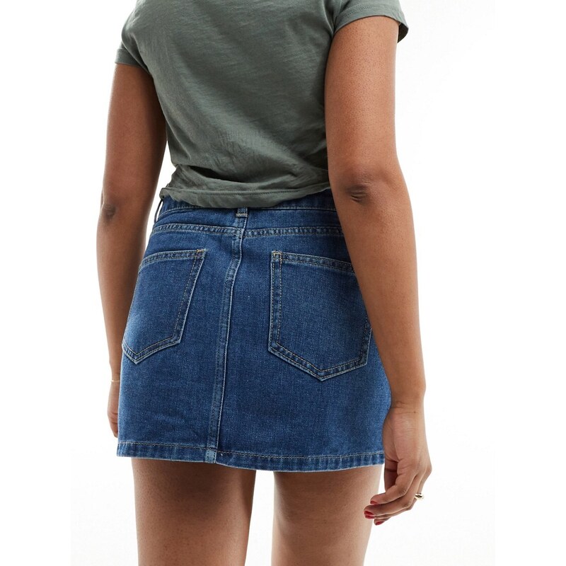 Vero Moda - Minigonna di jeans lavaggio blu medio con bottoni