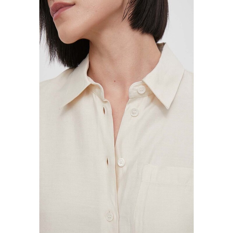 Seidensticker camicia in lino misto colore beige