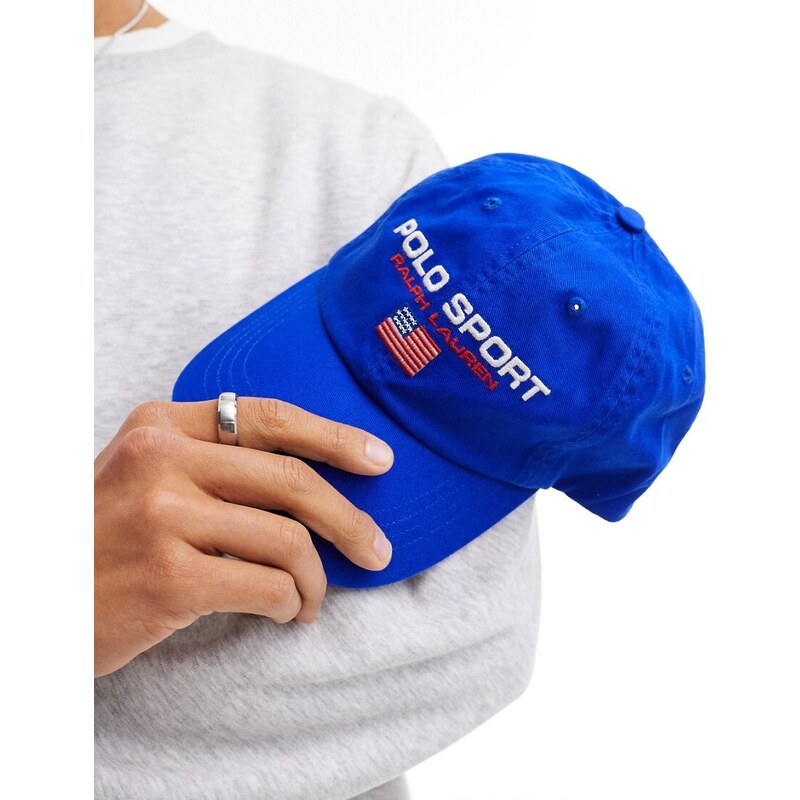 Polo Ralph Lauren - Sport Capsule - Cappellino con visiera in twill blu acceso con logo