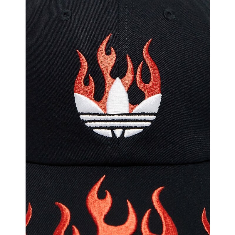 adidas Originals - Cappellino con grafica di fiamma-Nero