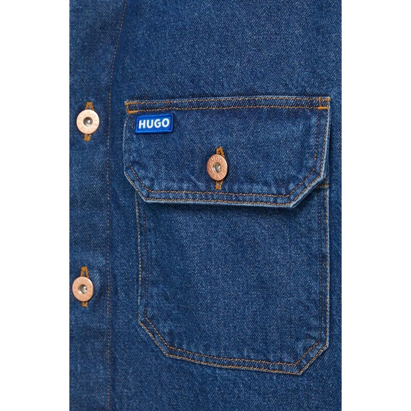 Hugo Blue camicia di jeans uomo colore blu