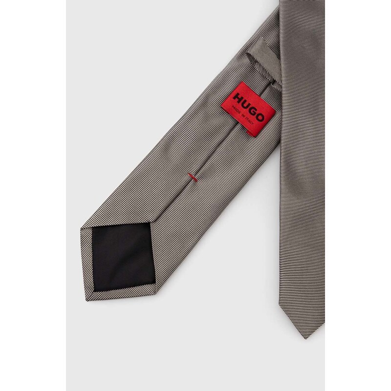 HUGO cravatta in seta colore grigio