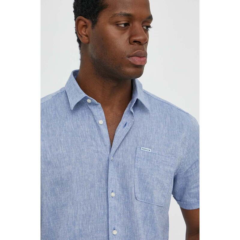 Barbour camicia di lino colore blu