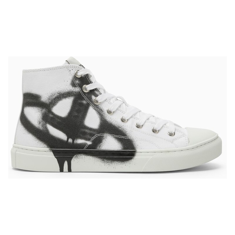 Vivienne Westwood Sneaker bianca/nera in tela di cotone