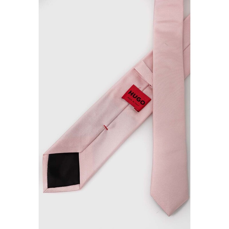 HUGO cravatta in seta colore rosa