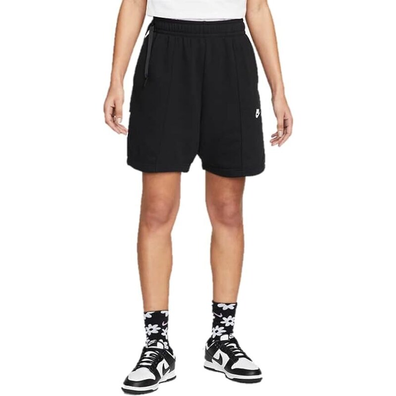 nike French Terry Fleece High-Rise Shorts black donna