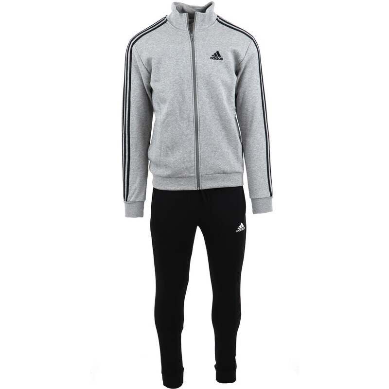 Adidas Tuta Da Uomo Basic 3stripes Fleece grigio e nero