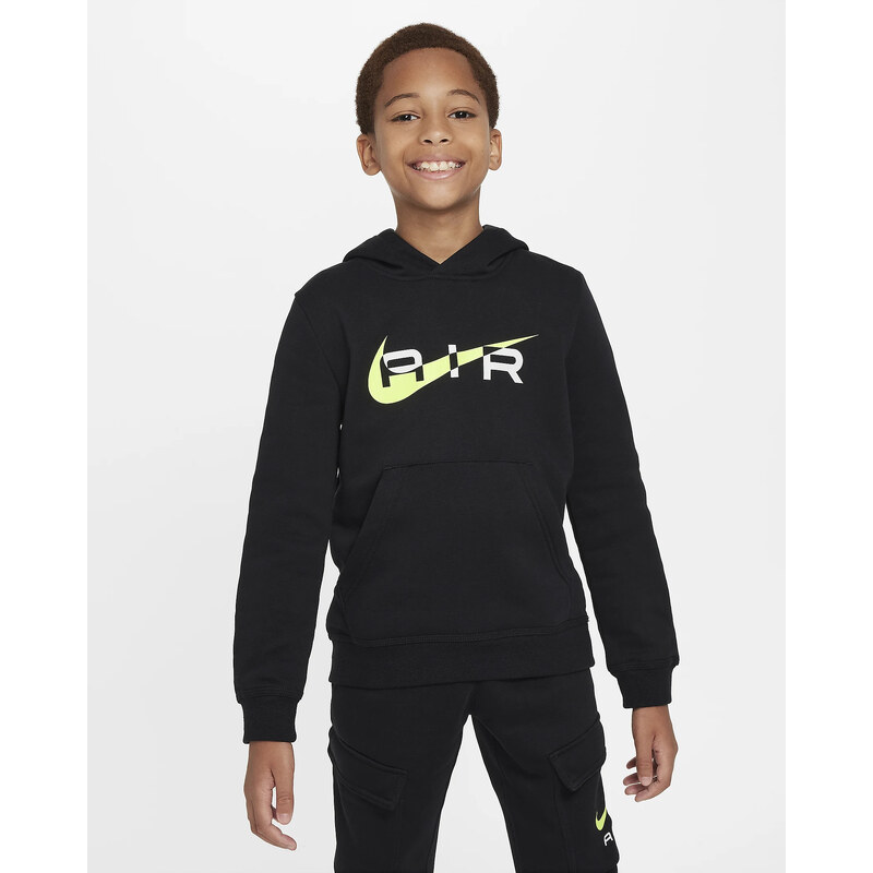 Nike Air Felpa pullover in fleece con cappuccio black kids