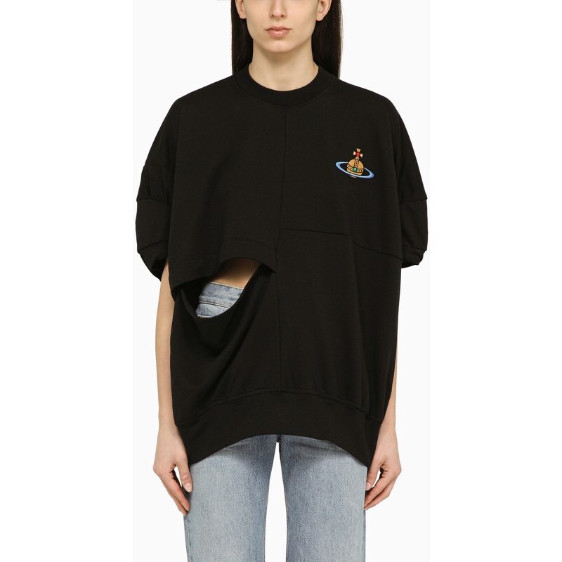 Vivienne Westwood Maglia over nera in cotone con cut-out