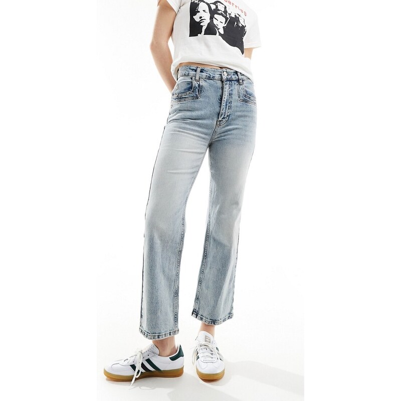 Scalpers - Jeans color indaco chiaro con cuciture posteriori-Viola