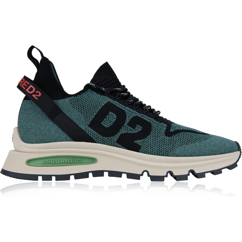 DSQUARED2 SNM0211 3086 Sneakers-44 EU Verde, Nero Tessuto, Gomma