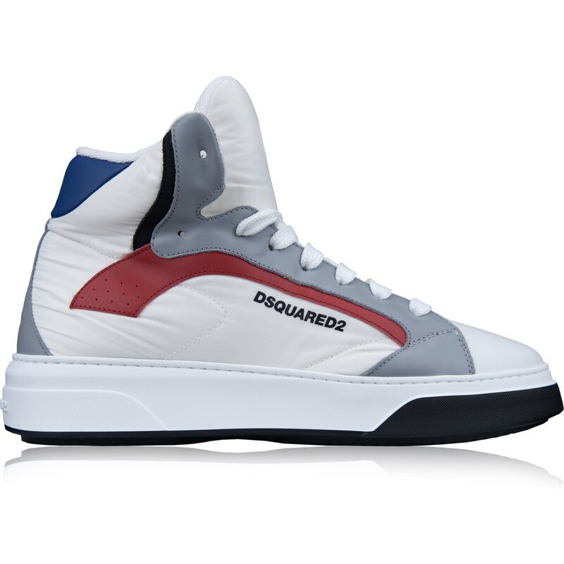 DSQUARED2 SNM0265 M2044 Sneakers-42 EU Bianco, Rosso, Blu Tessuto, Pelle, Gomma