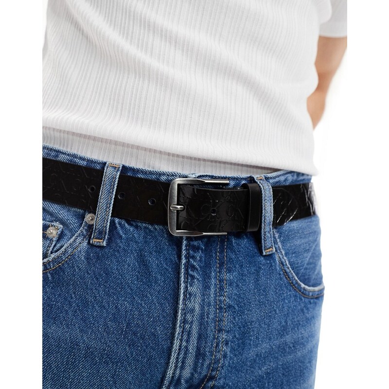 Calvin Klein Jeans - Cintura classica in pelle piatta da 35 mm multicolore con stampa del logo
