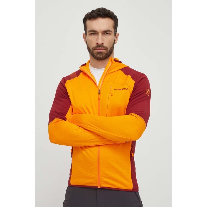 LA Sportiva felpa da sport Existence Hoody colore arancione con cappuccio P53102320