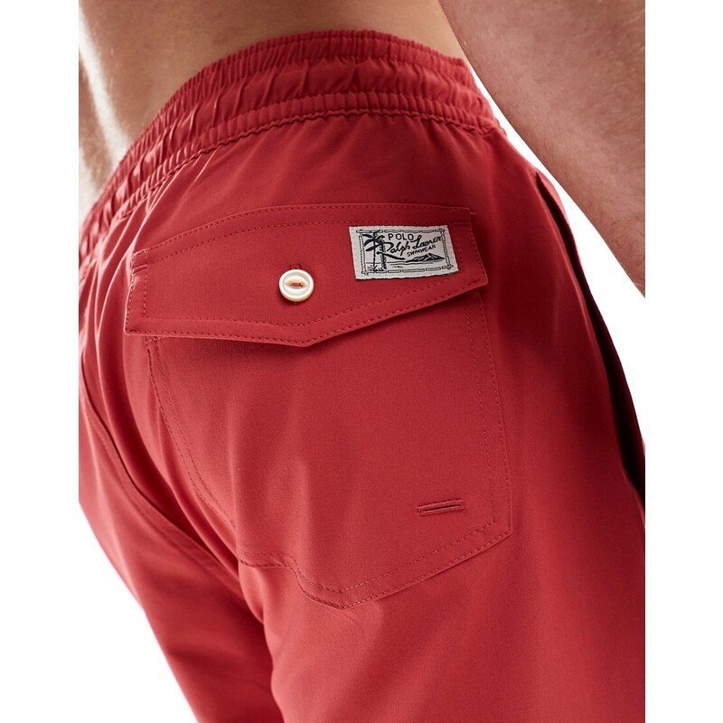 Polo Ralph Lauren - Traveler Icon - Pantaloncini da bagno slim fit medi con icona del logo rosso Nantucket