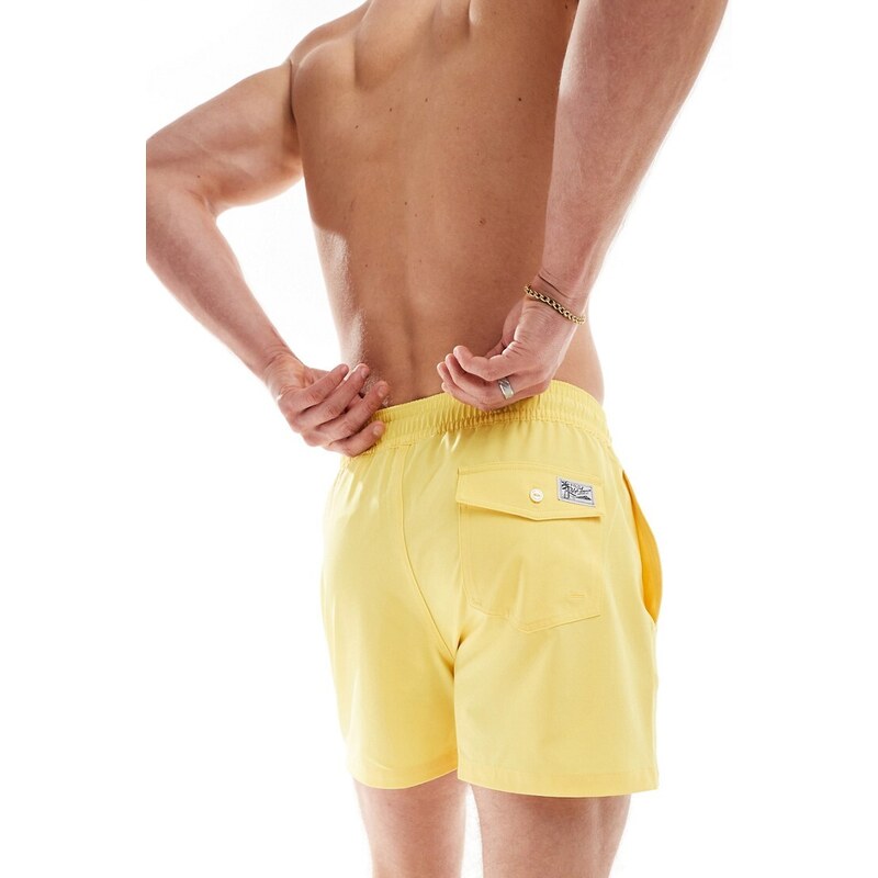 Polo Ralph Lauren - Traveler Icon - Pantaloncini da bagno slim taglio medio gialli con logo-Giallo