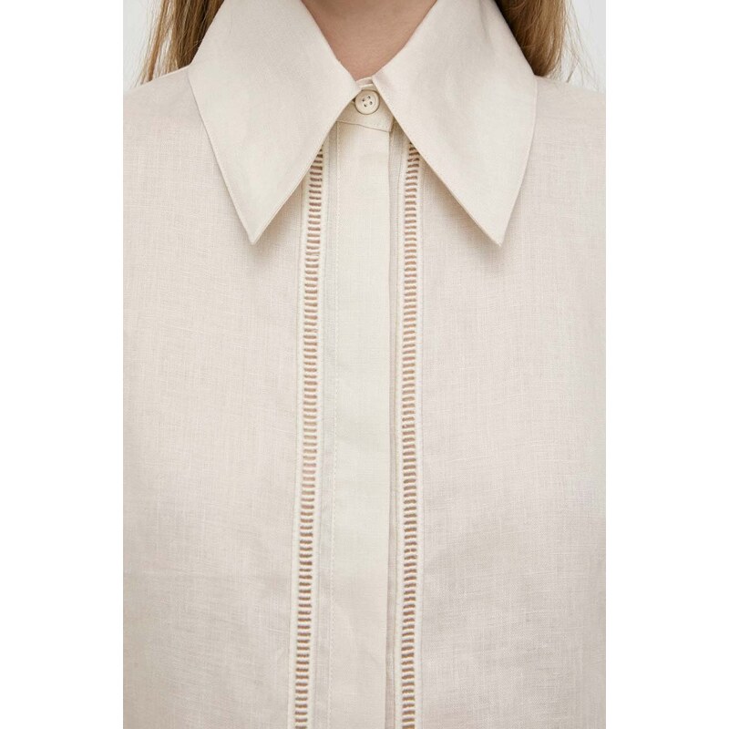 Max Mara Leisure camicia di lino colore beige