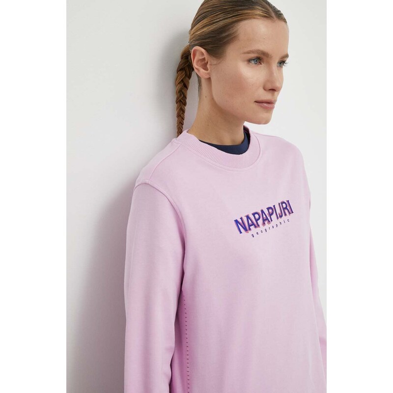 Napapijri felpa in cotone B-Kreis donna colore rosa con applicazione NP0A4HNWP1J1
