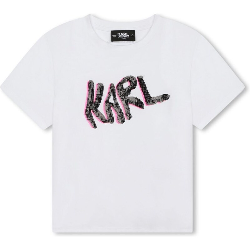 KARL LAGERFELD KIDS T-shirt bianca Karl paillettes