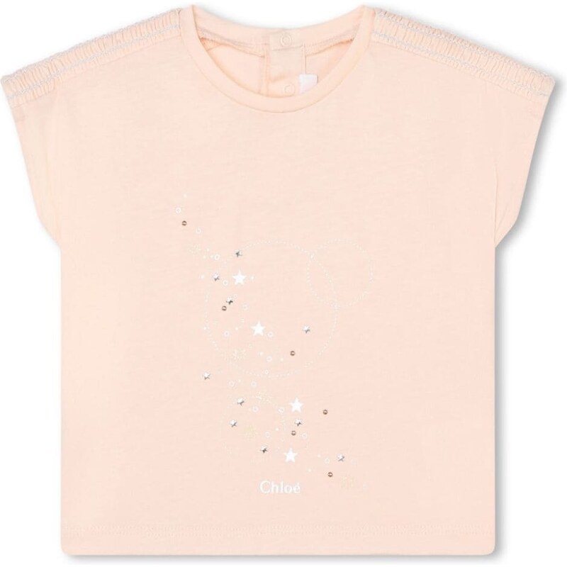 CHLOE KIDS T-shirt neonata rosa con stelle