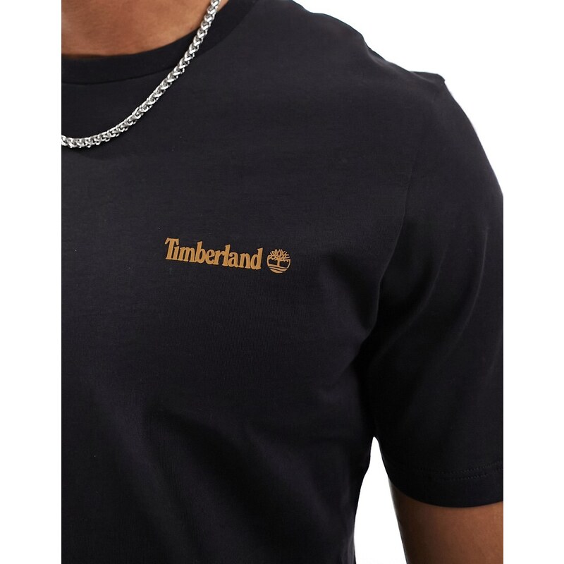 Timberland - T-shirt nera con scritta piccola del logo-Nero