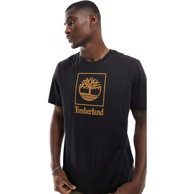 Timberland - Stack - T-shirt nera con logo-Nero