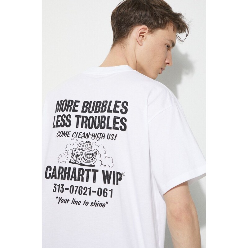 Carhartt WIP t-shirt in cotone S/S Less Troubles T-Shirt uomo colore bianco I033187.00AXX
