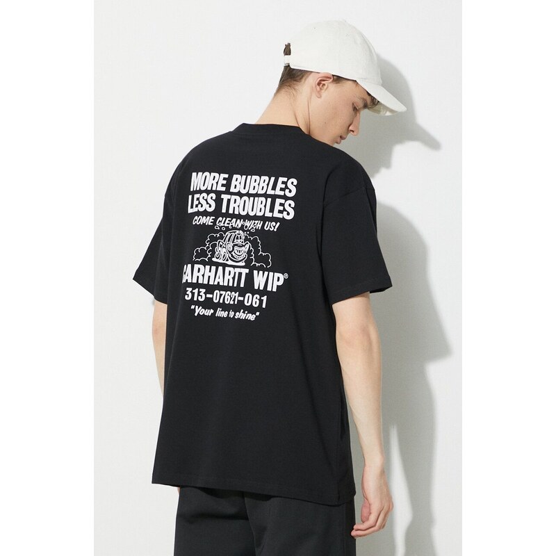 Carhartt WIP t-shirt in cotone S/S Less Troubles T-Shirt uomo colore nero I033187.0D2XX